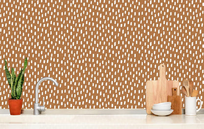 HAOKHOME Peel and Stick Wallpaper Boho Modern Dots Wall Paper Removable for Bathroom Caramel/White Contact Paper 17.3in x 9.8ft