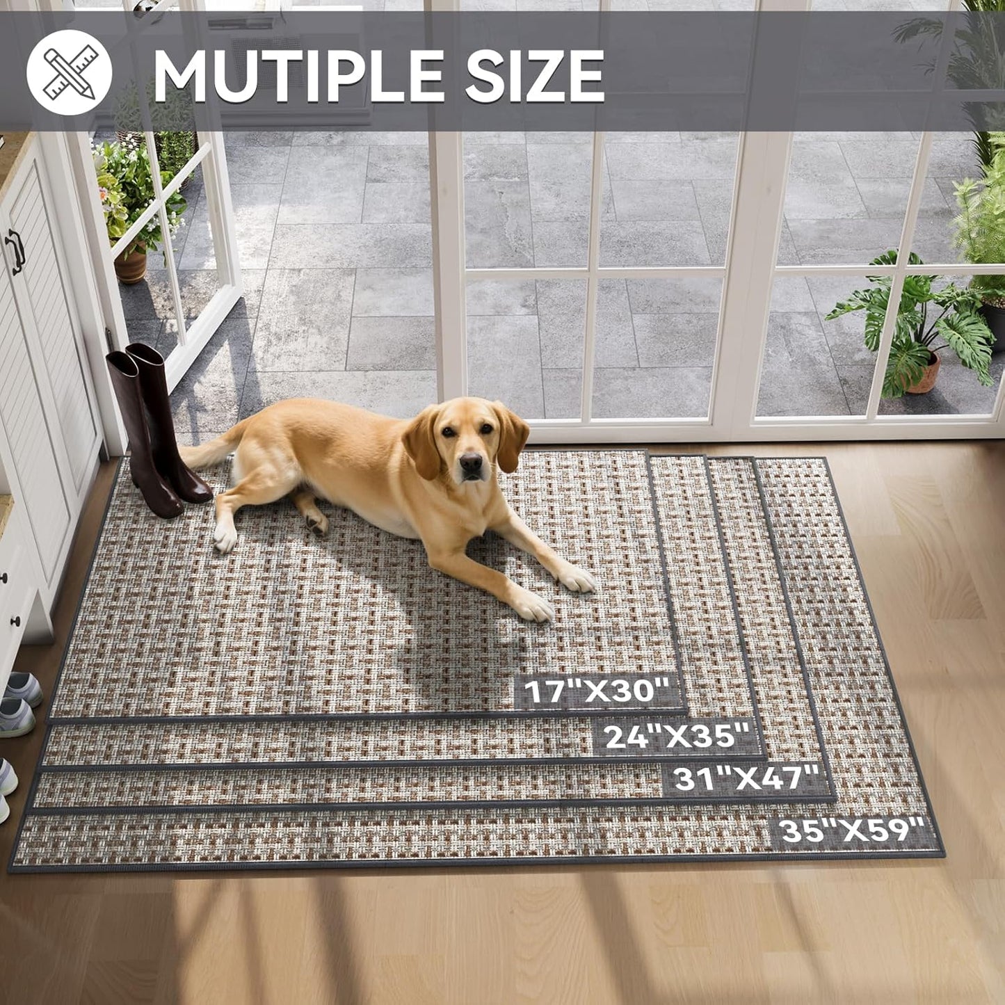 Door Mat 17"x30",Door Mat Indoor Entrance Dirt Resistant and Absorbent Non-Slip Rubber Backing Front Door Mats Washable Low-Profile Indoor Mats for Entryway, Inside Entrance Easy Clean Gray