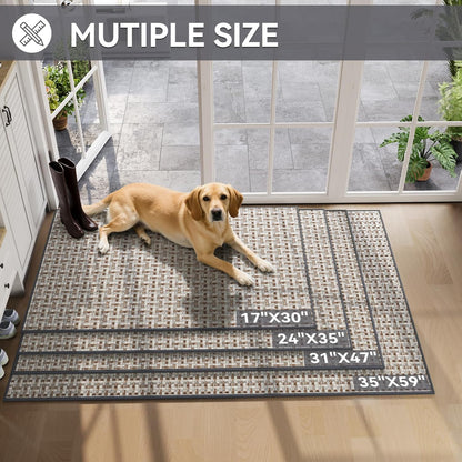 Door Mat 17"x30",Door Mat Indoor Entrance Dirt Resistant and Absorbent Non-Slip Rubber Backing Front Door Mats Washable Low-Profile Indoor Mats for Entryway, Inside Entrance Easy Clean Gray