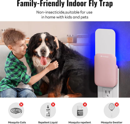 Mosalogic Fruit Fly Traps for House Use Gnat Trap Flying Insect Trapper Plug-in Mosquito Killer Indoor Gnat Moth Catcher Fly Tapper with Night Light UV Attractant Catcher for Home Office White-1PACK