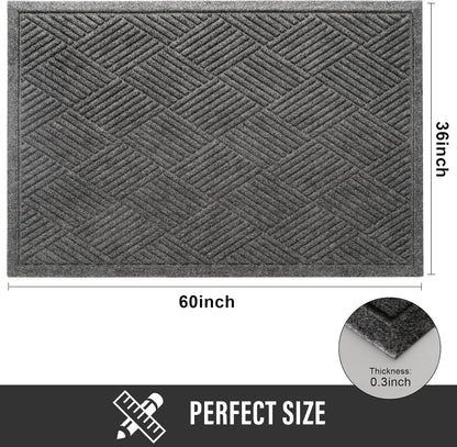 HIYARD Sturdy Front Door Mat, Absorbent Muddy Dirt Resist Welcome Door Mats Outdoor Indoor, Stain and Fade Resistant, Non-Slip Rubber Backing Low Profile Doormat for Entryway, 30×17, Beige