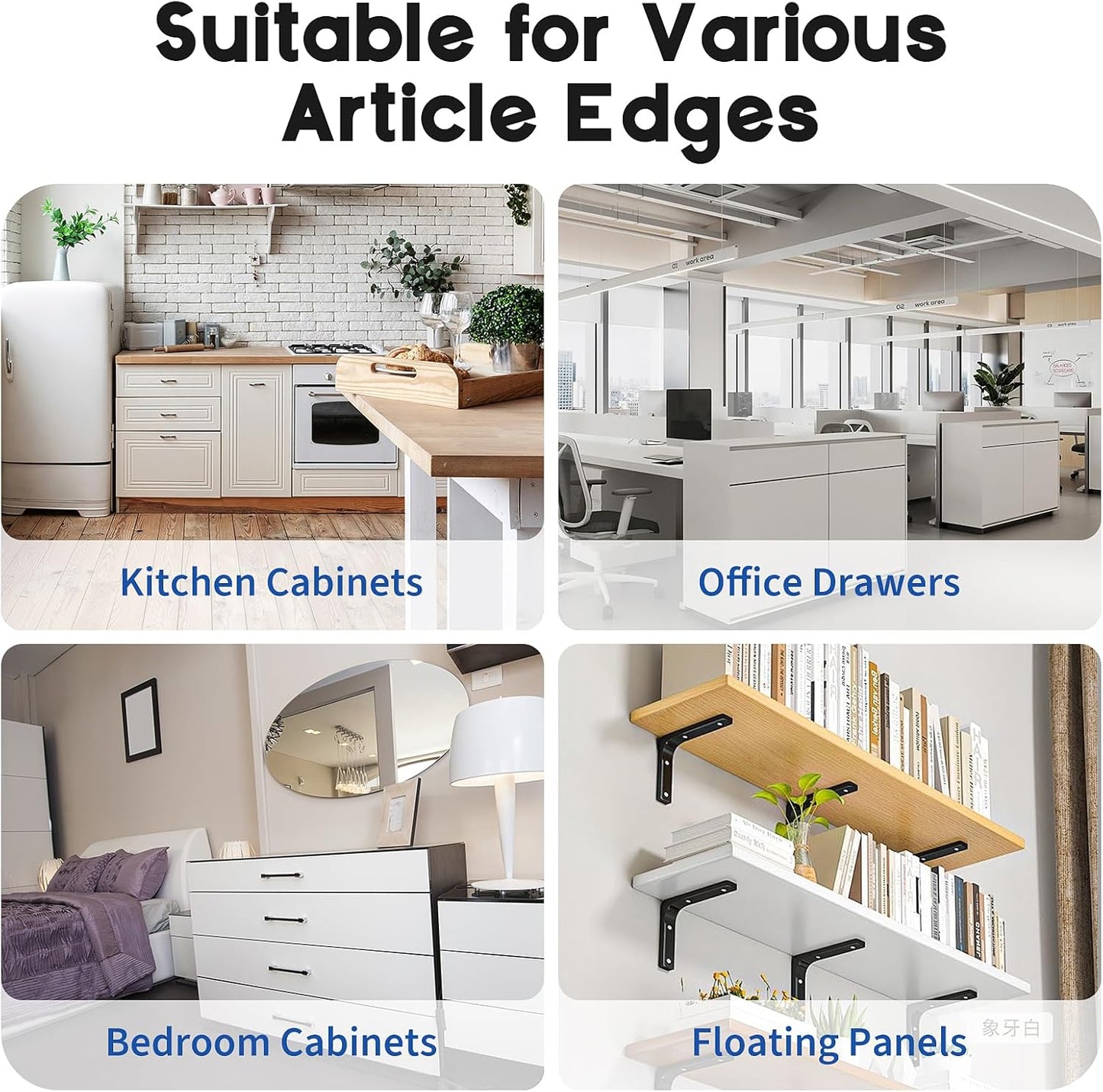 Cabinet Protector Edge Guard (Pack of 6), 17.7" Clear PVC Cabinet Edge Protectors for 3/4" Thick Kitchen Cabinets Doors – Slip-On No-Tool Sliding Installation