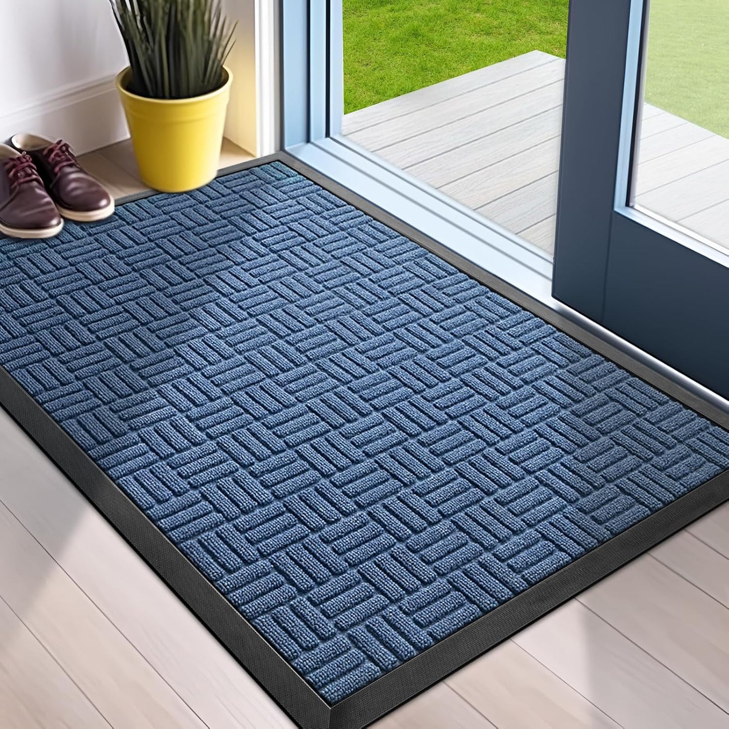 Mibao Front Door Mat, Heavy Duty Durable Welcome Mat for Outdoor Indoor, Dirt Trapper Waterproof Super Absorbent Door Mat for Entryway Outside Patio Porch, 29.5" x 17", Grey