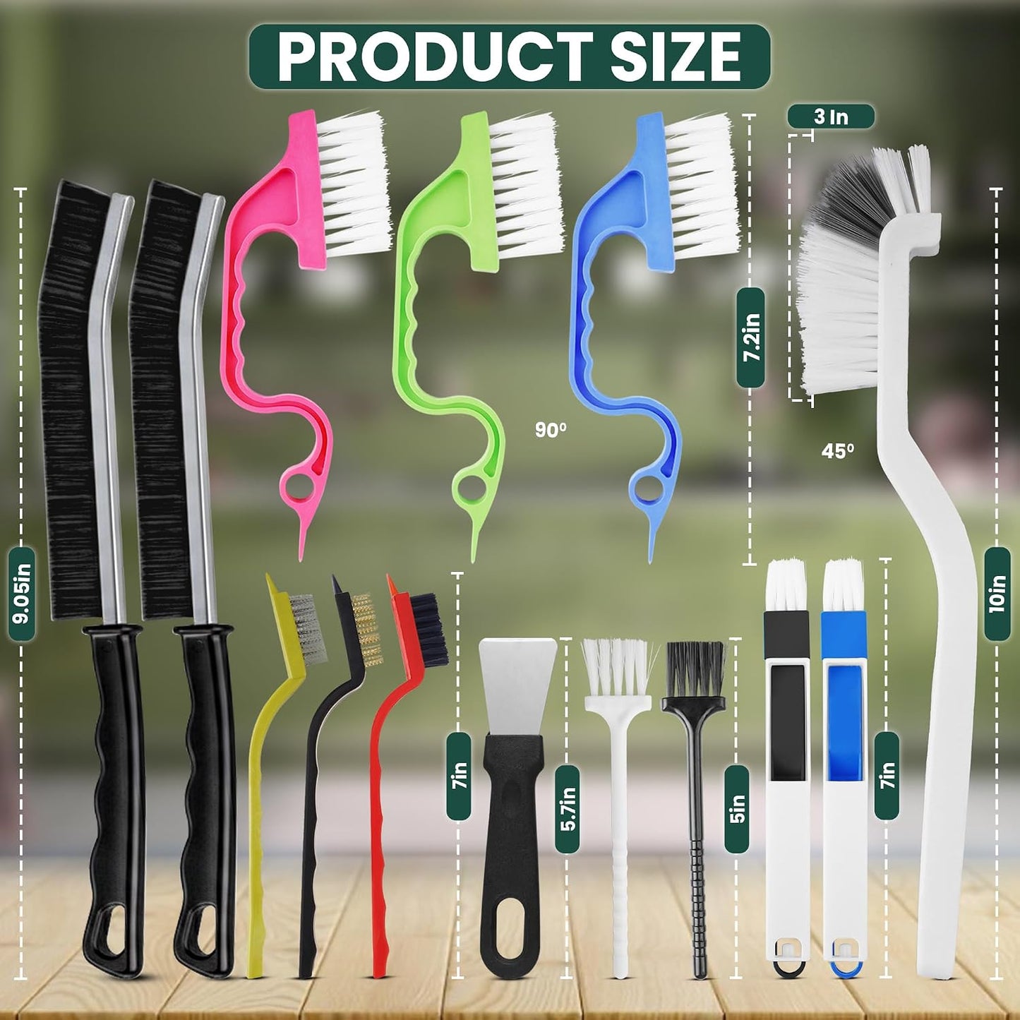 14 Pcs Crevice Cleaning Brush Set – Hard Bristle Cleaning Tools for Grout, Tile Floors, Gaps & Narrow Spaces – Multi-Purpose Grout Scrub Brush for Cleaning Bathroom, Shower, Window Tracks, Kitchen