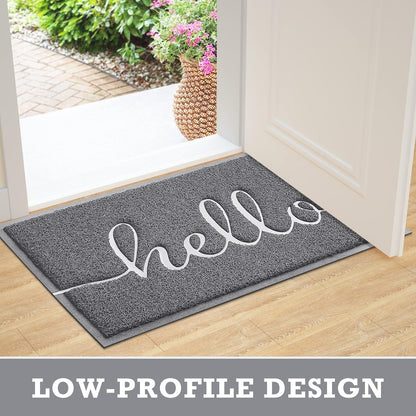 CozyBounty Black Door Mat Welcome Mats Outdoor Indoor Non-Slip Doormat for Entryway Low-Profile Floor Mat for Yard, Garage, High Traffic Areas (30"x17.5", Black)