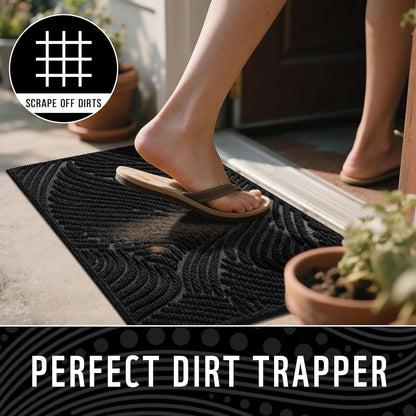 Yimobra Doormat Outdoor Entrance, Simple Stripes All-Weather Waterproof & Non-Slip Mat for Front Door, Heavy Duty Welcome Mat for Indoor, Garage, Patio-29.5x17, Dark Grey