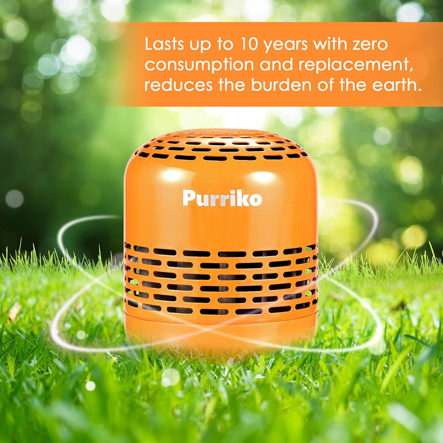 Purriko Refrigerator Deodorizer | Lasts up to 10 Years, Fridge Deodorizer Odor Eliminator, More Effective Than Baking Soda and Bamboo Air Purifying Bags,Orange