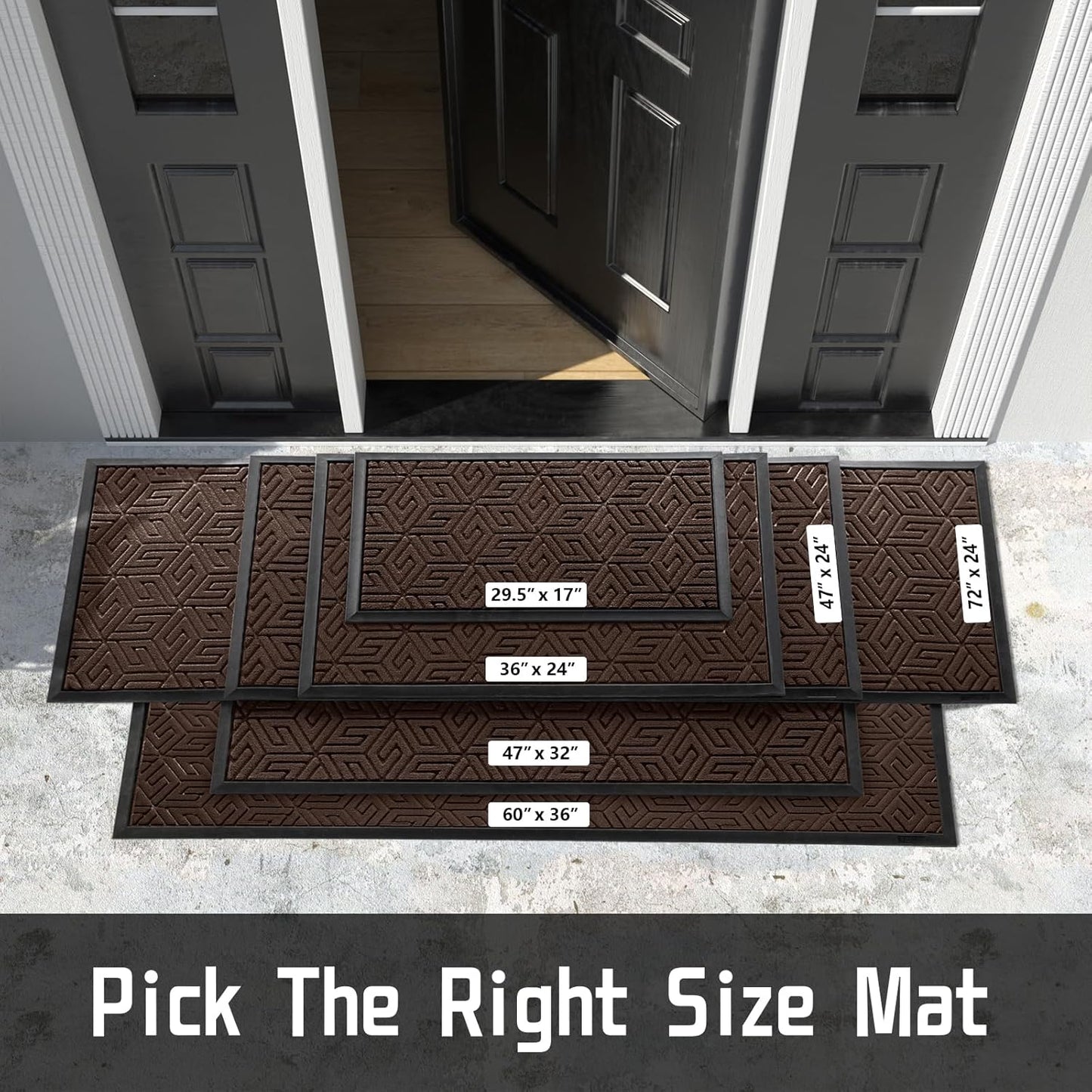 Yimobra Doormat Outdoor Entrance 29.5x17, All-Weather Waterproof Outdoor Mats for Front Door, Non Slip Welcome Door Mat for Patio Proch Outside Entryway Indoor, Black