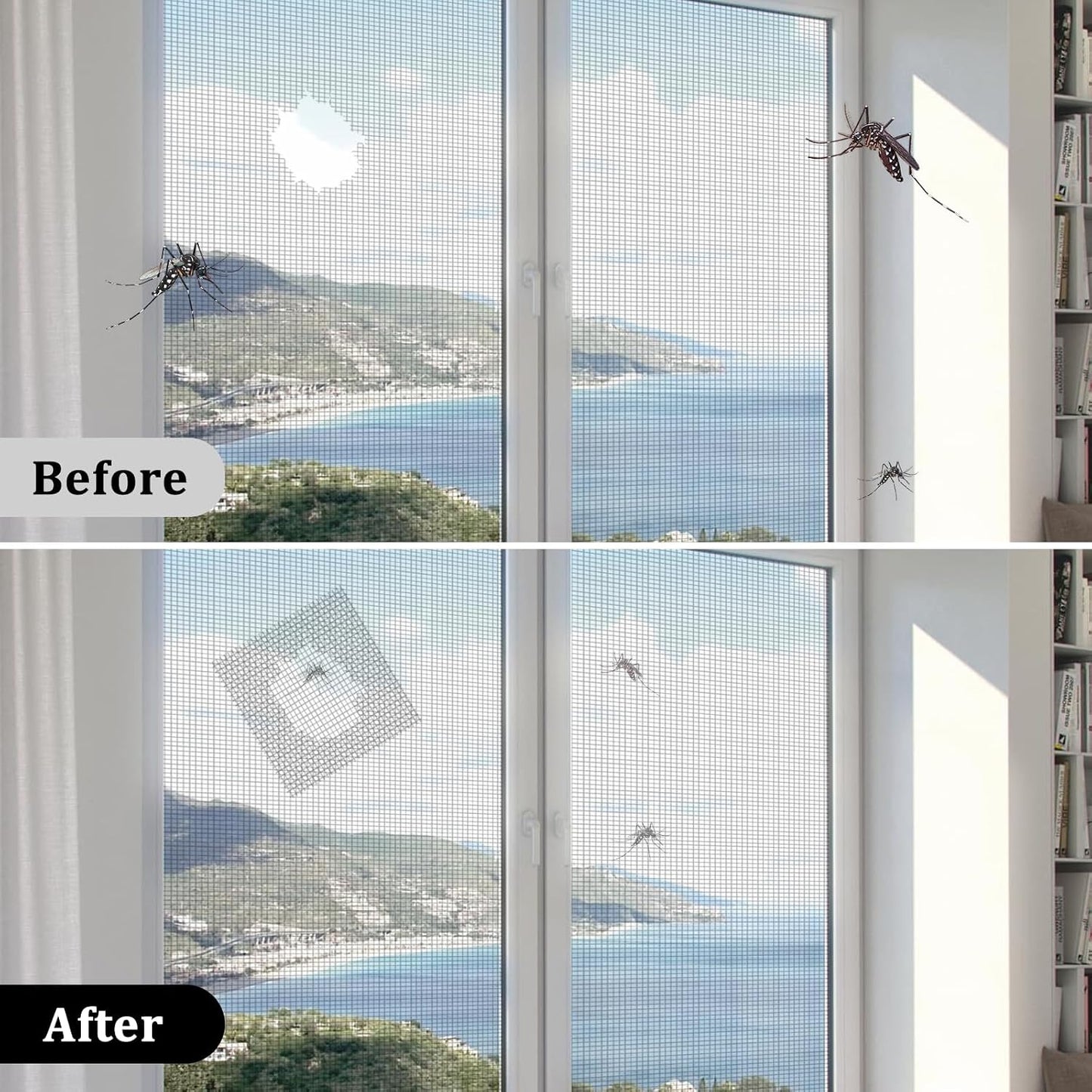 2″ X 30 FT Black Window Screen Repair Tape, Strong Adhesive Fiberglass Mesh Patch for Window & Door Screen Tears