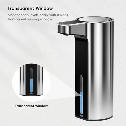 EKO Aroma 9 fl oz Automatic Liquid Soap Dispenser, Rechargeable & Water-Resistant Soap Dispenser for Kitchen and Bathroom with Adjustable Volume Control (Matte Black Steel)