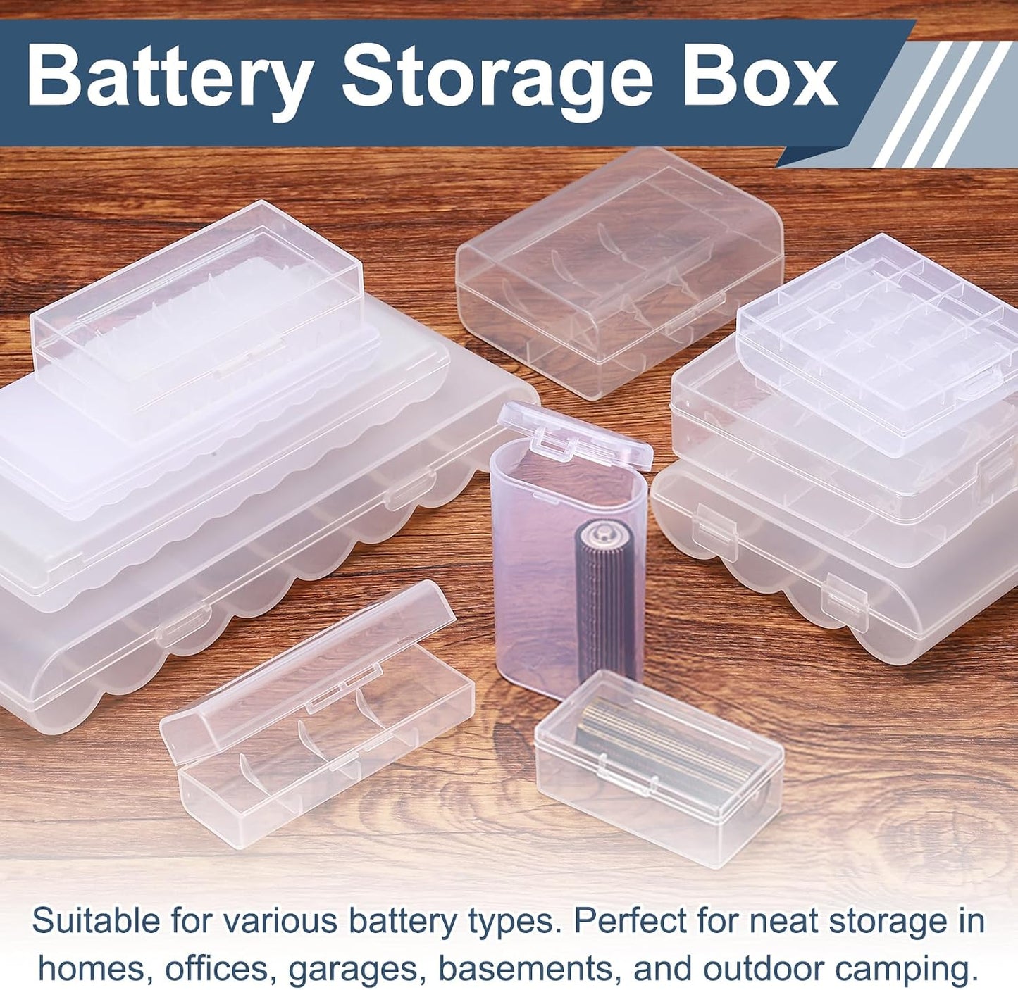 MECCANIXITY Battery Organizer Storage Box, 10 x AAA Batteries Plastic Clear Battery Storage Case Holder Garage Container Portable Organizer for Travelling, Home, Office, Garage (Pack of 2)