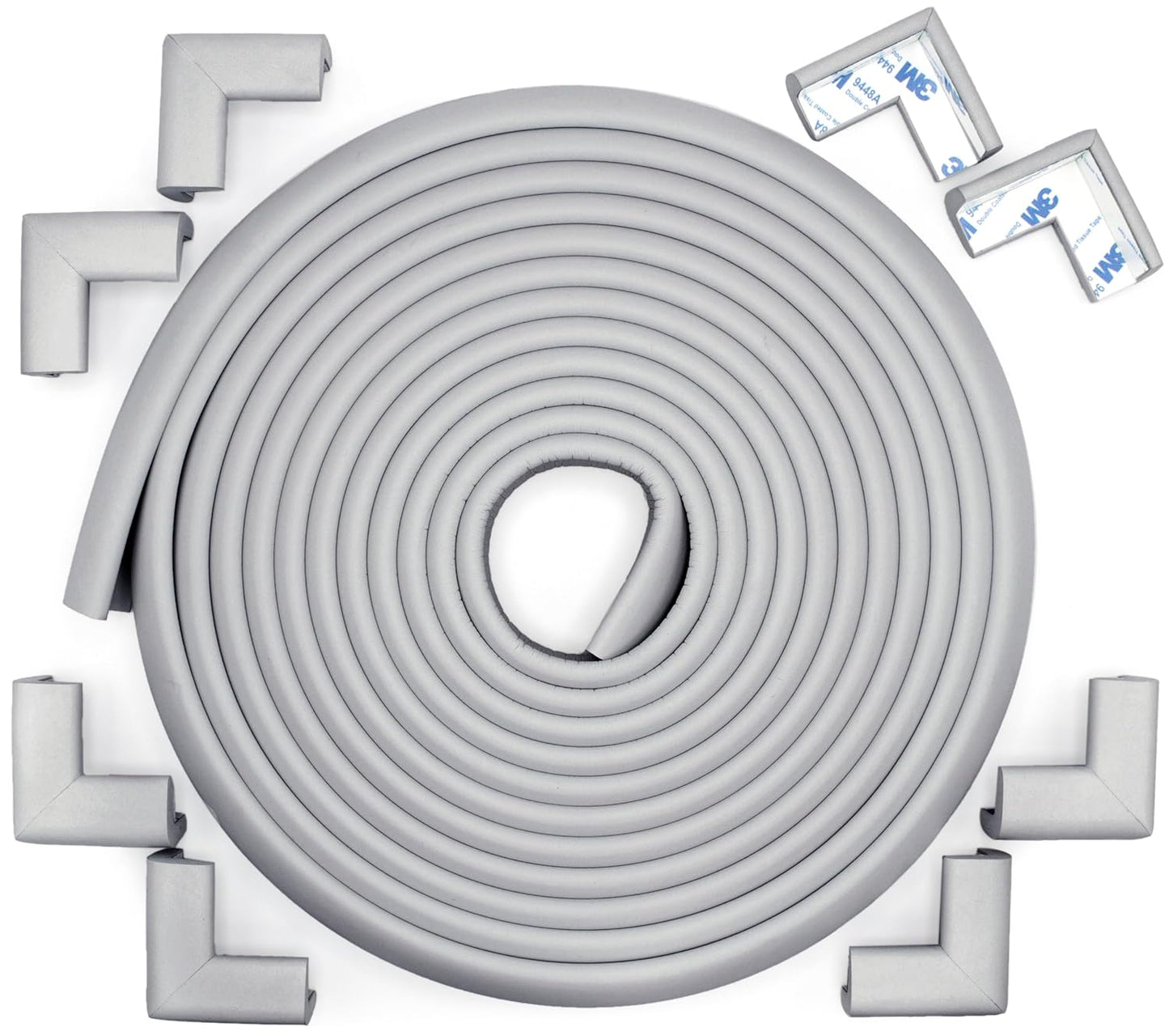Roving Cove Slimfit Corner Edge Protector for Baby Proofing (Small 15ft Edge 4 Corners), Furniture Safety Bumper Guard, Soft NBR Rubber Foam, 3M Adhesive, Oyster White (Off White)