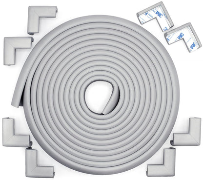Roving Cove Slimfit Corner Edge Protector for Baby Proofing (Small 15ft Edge 4 Corners), Furniture Safety Bumper Guard, Soft NBR Rubber Foam, 3M Adhesive, Oyster White (Off White)