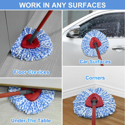 Mop Head Replacement, Base, Mop Handle for Ocedar RinseClean 2-Tank System, 2 Microfiber Mop Refills, Extendable Length 30-59" Mop Handle, Base and Scrubber for All Hard-surfaced Floor