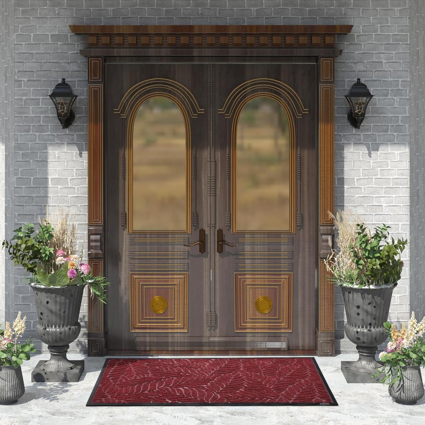 Yimobra Front Door Mat Outdoor Indoor, 29.5x17 All-Season Waterproof Door Mat Outside Entrance, All-Weather Non-Slip Outside Doormat for Garage Patio Entryway, Brown