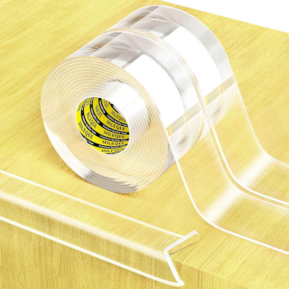 2Pack Clear Edge Protector Strip, 0.8in x 9.84FT(19.68FT Total), Sharp Edge Wrap Cover Tape, Self Adhesive Protective Bumper Guards for Cabinet Door Desk Glass Table Furniture, Kitchen Countertop