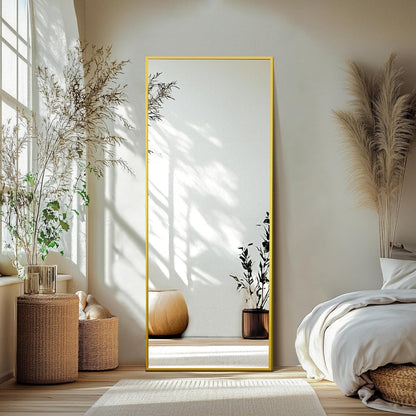 Mirror Full Length, 71 x 26 Inches Floor Mirror with Stand, XX-Large Arch Gold Mirrors for Bedroom, Dressing Room, Home Decor, Gold
