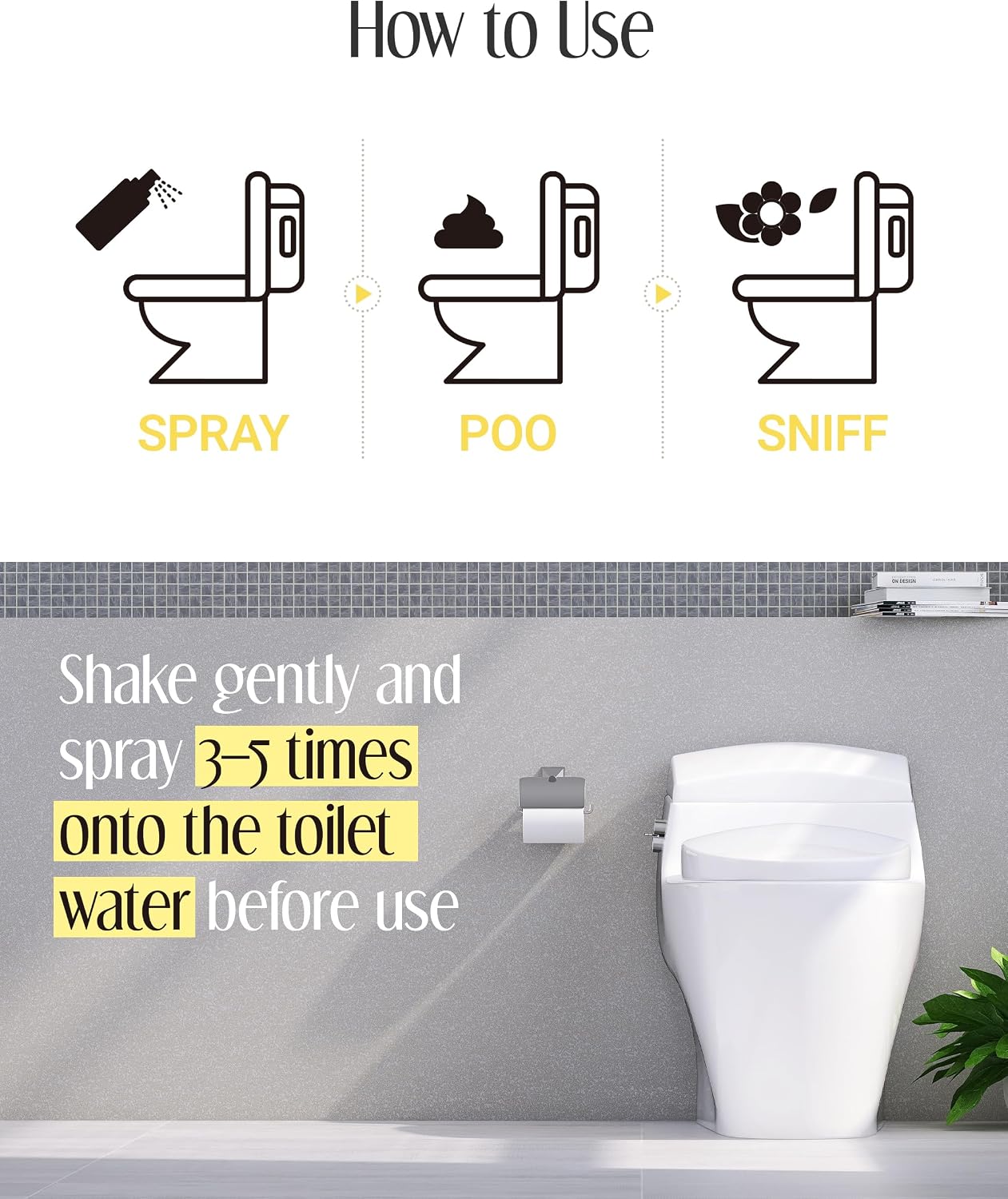 Pre-Poop Aromatic Bathroom Toilet Spray, Potty Deodorizer, Neutralize Bad Odors (1.69 fl.oz.) - Fresh Eucalyptus and Bergamot Scent