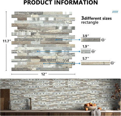 Midcard 10 Sheets Peel and Stick Backsplash PVC Wall Tile,for Kitchen Backsplash