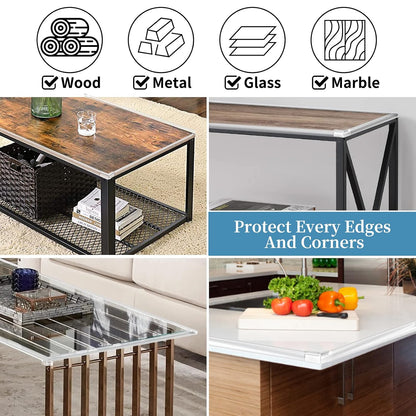 Edge Protector Baby Proofing Corner Protectors Silicone Desk Edge Cushion Child Safety Edge Covers Bumper for Table, Cabinets, Crib, 13ft x 1.2 Inch Edge Protector Strip with 4 Pack Corner Guards