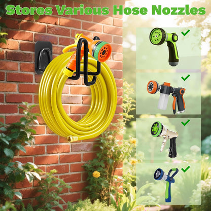 Garden Hose Holder Wall Mount Water Hose Holders for Outside | Metal Hose Hanger with Hook Heavy Duty Garden Hose Reel for Outside Yard Lawn Storage
