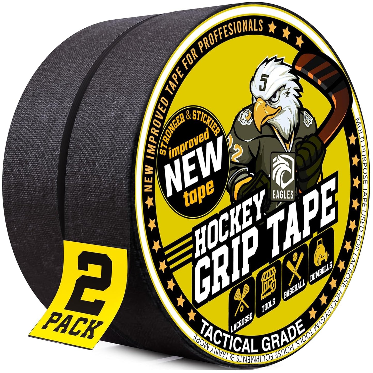 EAGLES Hockey Tape Multipurpose Cloth Tape Roll for Lacrosse Baseball & Softball Bats, Rackets, Pullup Bars, Gardening Tools, Sports Gift Perfect for Wrist, Ankle, Foot, Knee and Hand Taping (Clear)