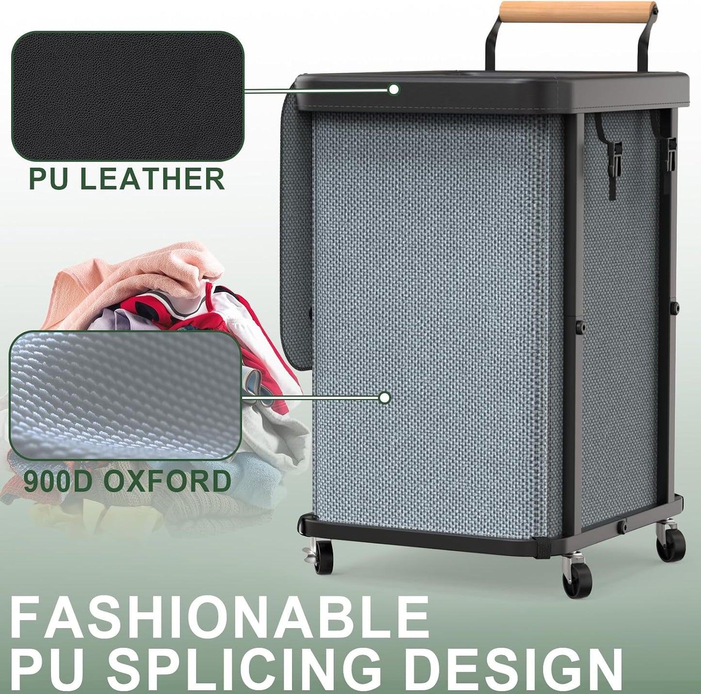 230L (60 Gal) Extra Large Fashion Laundry Sorter 3 Section with Lid, Rolling Laundry Basket Hamper with Handle, Laundry Organizer Storage Cart with Sturdy Metal Frame for Laundry Room, Hotel, White