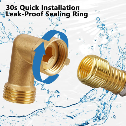 Garden Water Hose Splitter - RV Water Splitter 2 Way Heavy Duty Brass Spigot Hose Splitter - Outdoor Y Hose Bib 2 Valves with 2 Extra Rubber Washers for 3/4" Hose Connector (Blue)