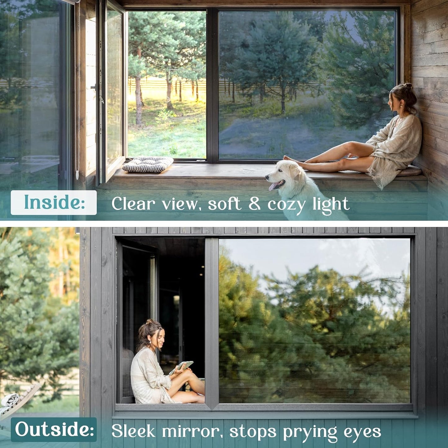 Haton Window Privacy Film, Stained Glass Rainbow Film Decorative Window Clings, Static Cling Sun Blocking Stickers Decals Coverings Tint for Home Heat Control, Non-Adhesive 17.5" x 78.7"