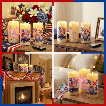 Eywamage Fiber Optic Flameless Pillar Candles with Remote, Floral Butterfly Spring LED Candles Flickering Home Decor Gift Set of 3