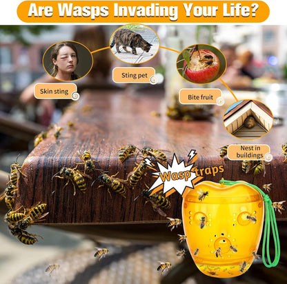 Wasp Trap, Yellow Jacket Trap Outdoor Hanging, Reusable Hornet and Wasp Catcher Traps for Outside, 2 Pack - Orange