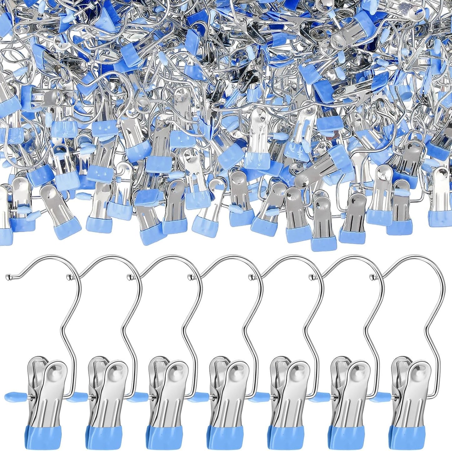 Yinder 150 Pcs Boot Hangers Clips Laundry Hooks Hanging Stainless Steel Clothes Pins Portable Clip Hangers for Closet Travel Socks Pants Handbags Hats Towels (Beige)