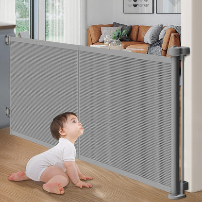 Pawtners Retractable Baby Gates Extra Wide, 41" Tall Extends up to 71" Wide, Dog Gate Indoor for Stairs, Pet Gate with Support Rods for Doorways Hallways Indoor & Outdoor-Black