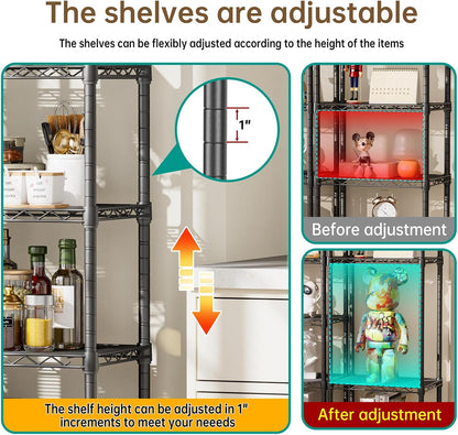 Golpart 4 Tier Adjustable Storage Shelves Metal Utility Shelf Wire Shelving Unit Organizer Rack for Home Kitchen Office Bathroom Pantry Room 12" D x 18" W x 44" H