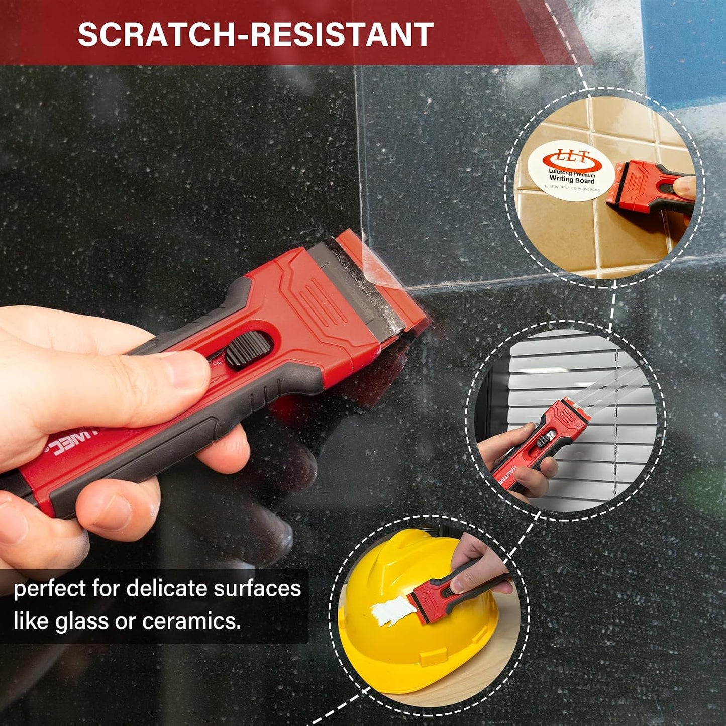 HAUTMEC Razor Blade Scraper Tool, 4" Wider Scraper Tool with 20 Extra Carbon Steel Blades, Razor Scraper for glass scraper, Adhesive, Label, Sticker from Window, Glass, Tile, Floor, Stove 25033