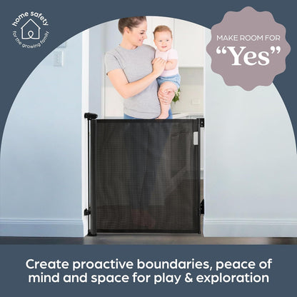 Dreambaby Glide N Hide 35'' Extra Tall, 55'' Wide Retractable Baby Gate - Ideal for Stairs, Doorways & Halls, Durable Mesh, EZY-Check Indicator, Dog & Pet Gate