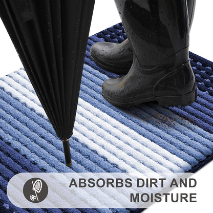 Kitinjoy Indoor Outdoor Door Mat, 32x20 Non-Slip Absorbent Dirt Trapper, Low-Profile Washable Inside Entrance Front Floor Mat, Sturdy Soft Entry Doormats for Entryway, Grey