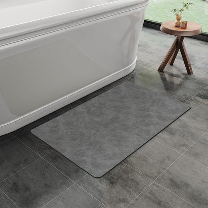 Mecko Bath Mat Rug, Rubber Non-Slip Quick Dry Absorbent Thin Bathroom Rugs Fit Under Door Bathroom Floor Mats-Shower Rug for in Front of Bathtub, Sink, Shower Room(Light Grey,16"x24")