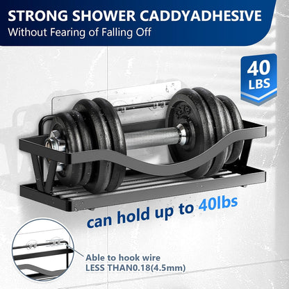 14 Pack Heavy Duty Shower Caddy Adhesive Replacement, 55 LB Hold | Up to 55 LB hold; Waterproof Shower Shelf Adhesive in 3 Hook Styles for Caddies, Shelves, Soap Holders and Racks.