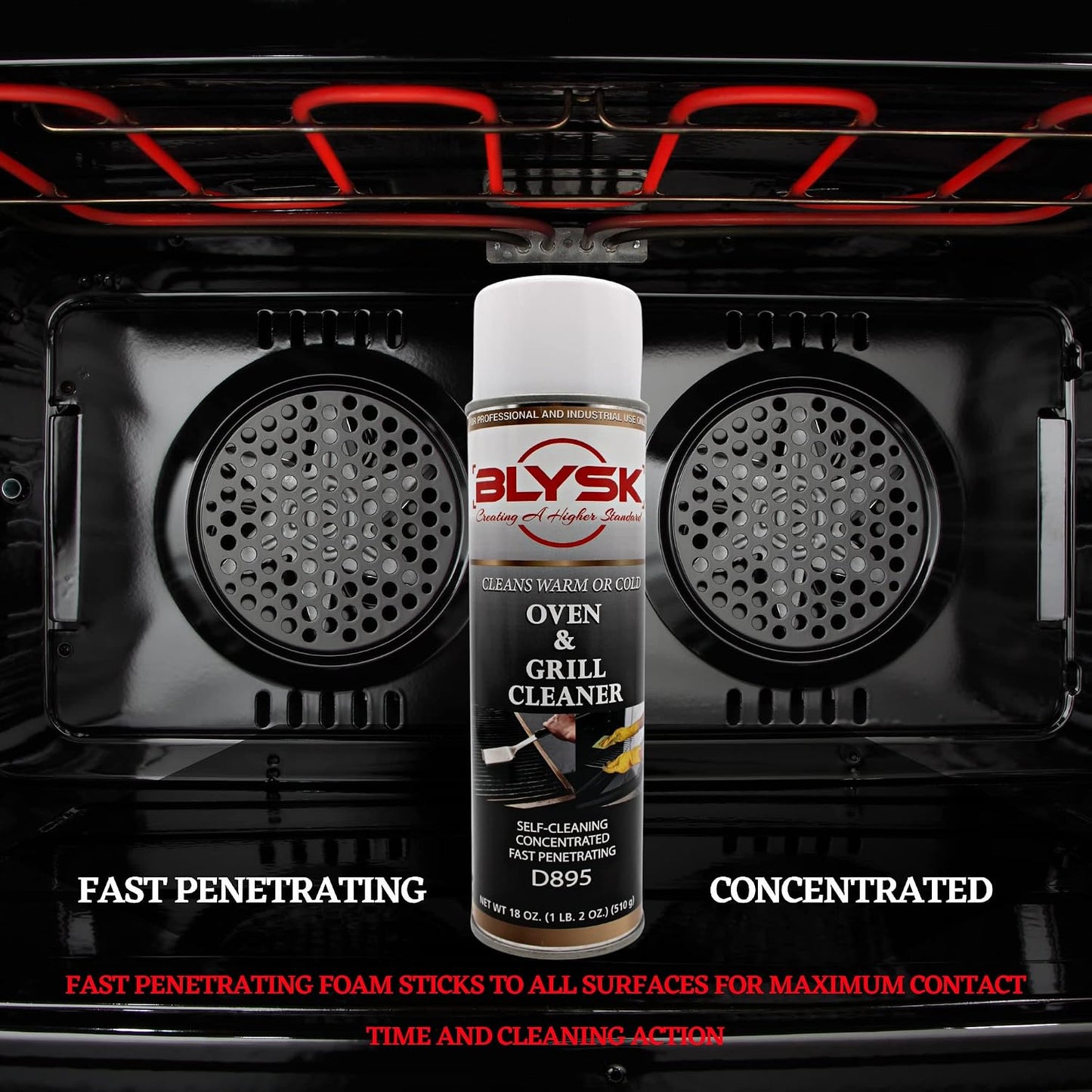 Oven & Grill Cleaner, 18 oz, Heavy Duty | Grease Cut, Oil Removal, Fast Action, Burnt Food, Kitchen Use, Tough Mess, Surface Care, Quick Spray, Grill Care