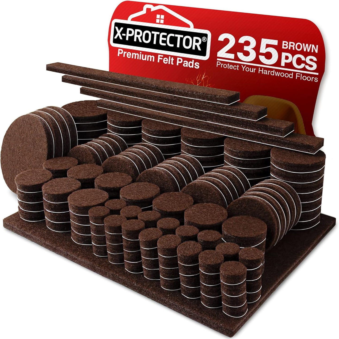 Felt Furniture Pads X-PROTECTOR - 48 Premium Floor Protector Chair Felts for Feet Wood Floors Best Hardwood Protect Your Hard Floors! (Brown)