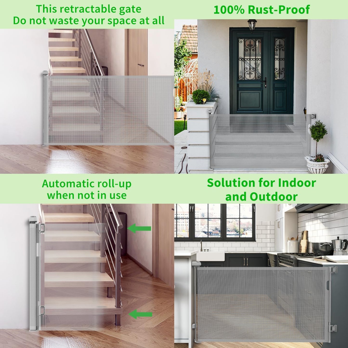 Upgraded Retractable Baby Gate for Stairs, 33"Tall Expands 71"Wide Ideal Safety Solution Dog Gate for Stairs Doorways Hallways Indoor Outdoor Mesh Baby Gate Retractable Screen Door(White,86CMx180CM)