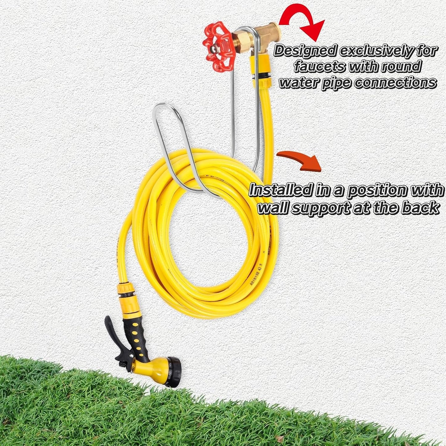 Garden Hose Storage Hook Water Hose Holder Hose Hanger,304Stainless Steel Solid Hose Hook Holds Up to 50Ft Hose Perfect for Garage, Garden,Tool Room(Matt Black 1pcs)
