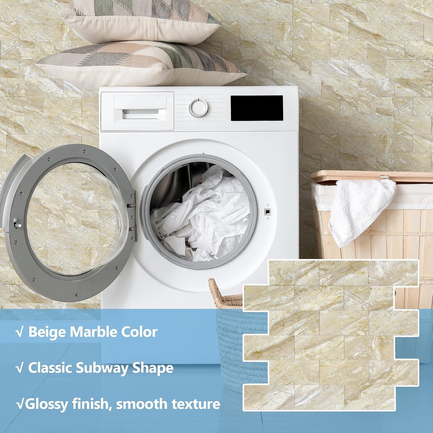 2026 New Upgrade Peel and Stick Backsplash Tile, Peel and Stick 11.34" X 11.57" Wall Tile for Kitchen, Bathroom, Fireplace, Laundry (Beige Ecru, 10 Packs)