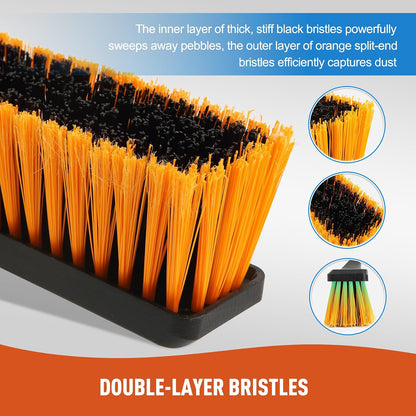 CLEANHOME 24”Push Broom Brush for Floor Cleaning with 65” Long Handle and Stiff Bristles, Heavy Duty Brush for Shop, Deck, Garage, Concrete,Indoor and Outdoor Broom,Orange