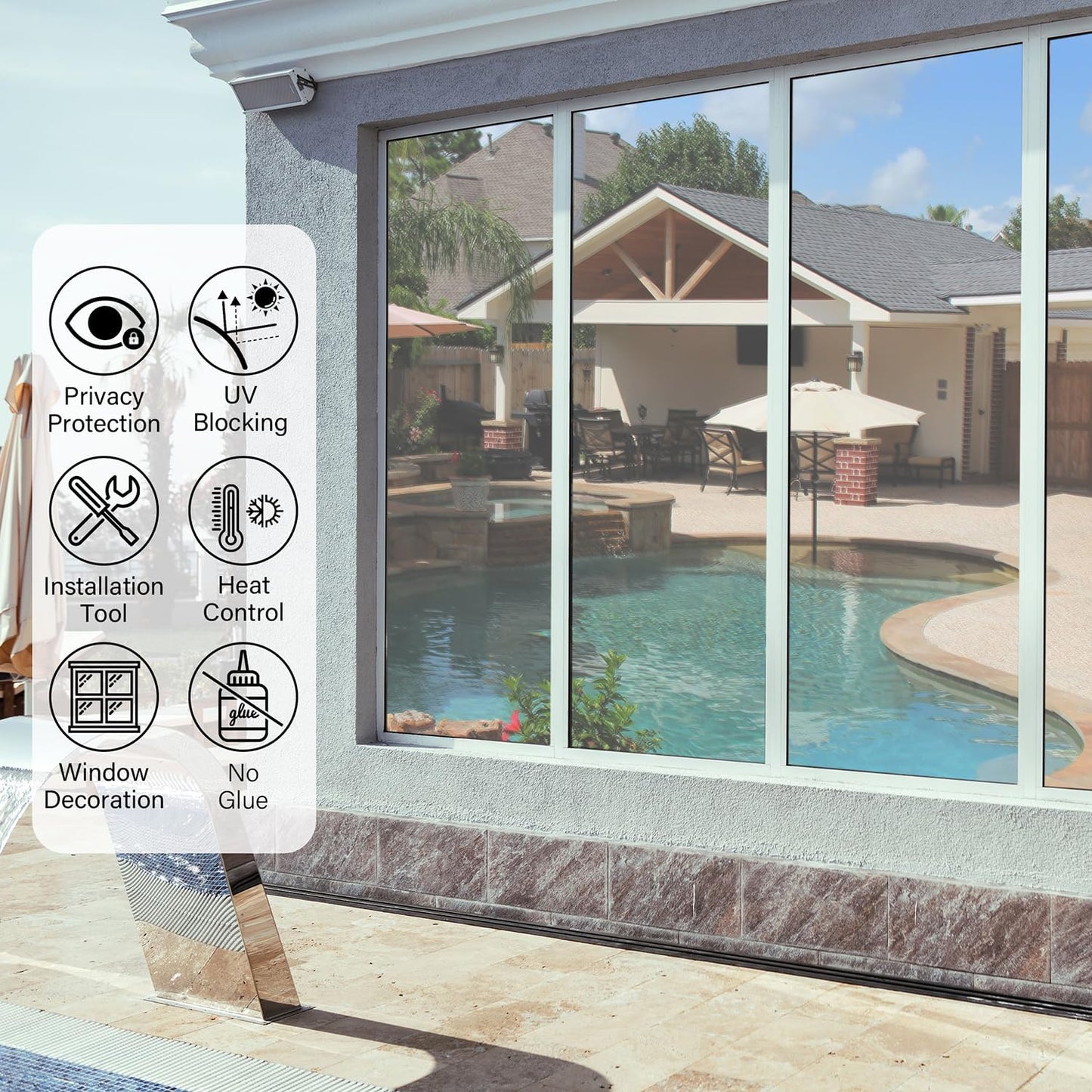 Kromapolis Blackout Window Privacy Film Total Light Blocking Room Darkening Window Covering, Removable Static Cling Frosted Glass Tint, Non-Adhesive, Black 17.5'' x 78.7''