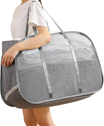 Collapsible Laundry Baskets with 3 Compartment, 150L Tear-proof Pop Up Hamper, Foldable Laundry Basket with Tote Handles, Dirty Clothes Hamper for Laundry, Bedroom, Bathroom, Dorm Grey