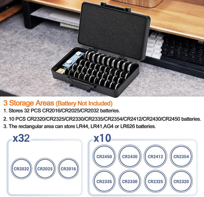 KIWIFOTOS 27 AA + 35 AAA Combo Battery Case Set with Tester | 62 PCS AA AAA Battery storage, Pegboard compatible, Wall Mount Battery Organizer Dispenser, magnetic tester, no‑assembly