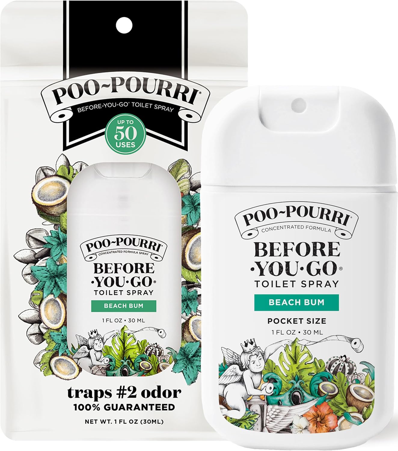 Poo-Pourri Before-You-Go Toilet Spray, Bamboo Rain, 2 Fl Oz, Up to 100 Uses, Bathroom Odor Deodorizer with Essential Oils for Home or Work, Travel Essentials, TSA Approved Size, Bamboo & Fresh Grass