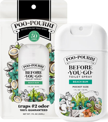 Poo-Pourri Before-You-Go Toilet Spray, Bamboo Rain, 2 Fl Oz, Up to 100 Uses, Bathroom Odor Deodorizer with Essential Oils for Home or Work, Travel Essentials, TSA Approved Size, Bamboo & Fresh Grass